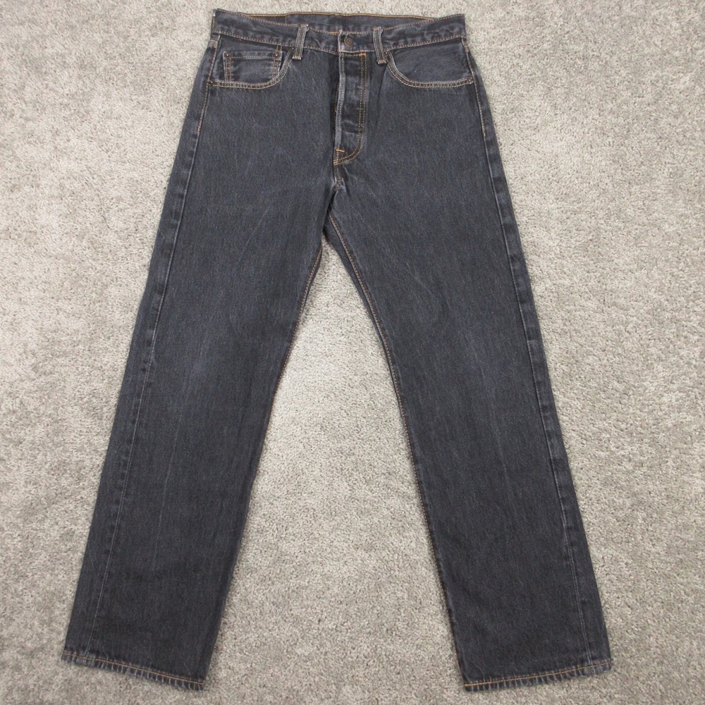 Levis‎ Jeans Mens 32x29 (Tag 32x32) Black 501 Button Fly Washed Fade Denim Pants
